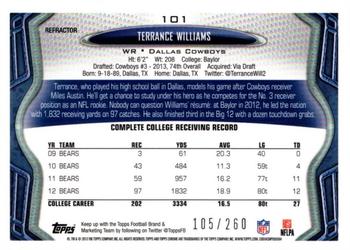 2013 Topps Chrome - Prism Refractors #101 Terrance Williams Back