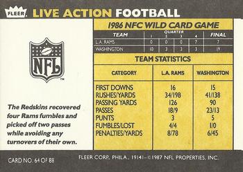 1987 Fleer Team Action #64 1986 NFC Wild Card Back