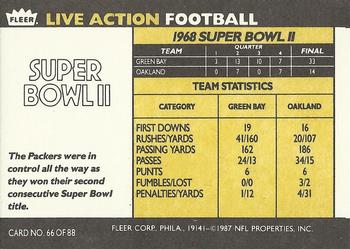 1987 Fleer Team Action #66 Super Bowl II Back