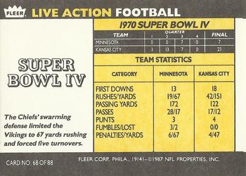 1987 Fleer Team Action #68 Super Bowl IV Back