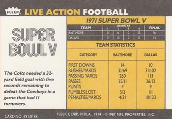 1987 Fleer Team Action #69 Super Bowl V Back
