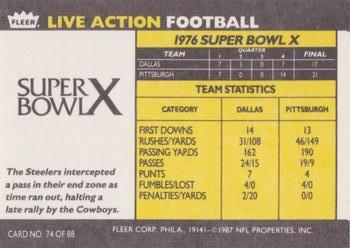 1987 Fleer Team Action #74 Super Bowl X Back