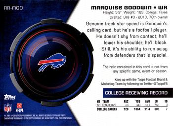 2013 Topps Chrome - Rookie Relics #RR-MGO Marquise Goodwin Back