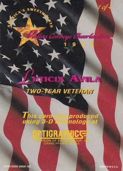 1993 Score Group Dallas Cowboy Cheerleaders  - 3-D Motion Cards #1 Leticia Avila Back