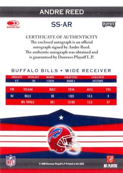 2008 Donruss Playoff Silver Signatures #SS-AR Andre Reed Back