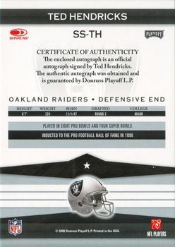 2008 Donruss Playoff Silver Signatures #SS-TH Ted Hendricks Back
