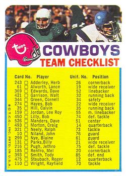 1973 Topps - Team Checklists #NNO Dallas Cowboys Front