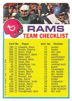 1973 Topps - Team Checklists #NNO Los Angeles Rams Front