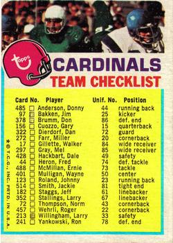 1973 Topps - Team Checklists #NNO St. Louis Cardinals Front