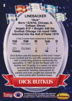 1994 Ted Williams Roger Staubach's NFL #9 Dick Butkus Back