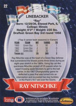 1994 Ted Williams Roger Staubach's NFL #22 Ray Nitschke Back
