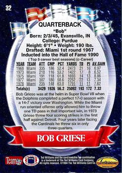 1994 Ted Williams Roger Staubach's NFL #32 Bob Griese Back
