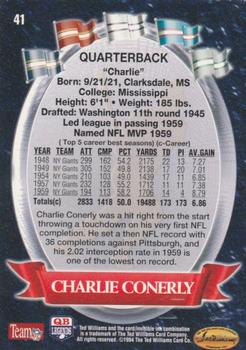 1994 Ted Williams Roger Staubach's NFL #41 Charlie Conerly Back