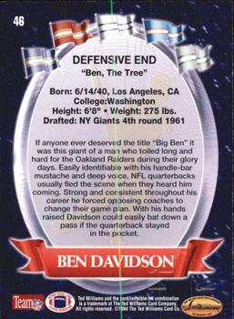 1994 Ted Williams Roger Staubach's NFL #46 Ben Davidson Back