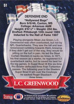 1994 Ted Williams Roger Staubach's NFL #51 L.C. Greenwood Back