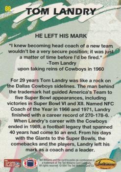 1994 Ted Williams Roger Staubach's NFL #66 Tom Landry Back