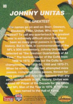 1994 Ted Williams Roger Staubach's NFL #80 Johnny Unitas Back