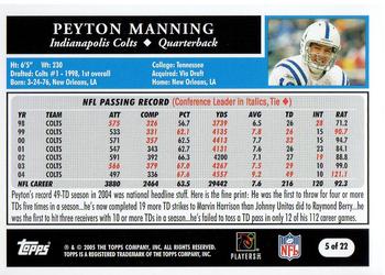 2005 Topps Turn Back the Clock #5 Peyton Manning Back