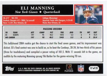 2005 Topps Turn Back the Clock #17 Eli Manning Back