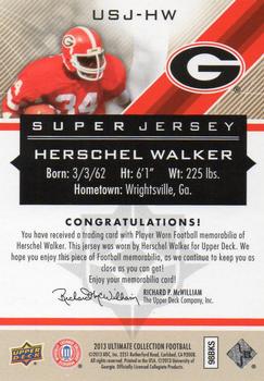 2013 Upper Deck Ultimate Collection - Super Jerseys #USJ-HW Herschel Walker Back