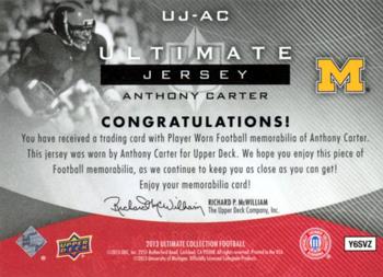 2013 Upper Deck Ultimate Collection - Ultimate Jerseys #UJ-AC Anthony Carter Back