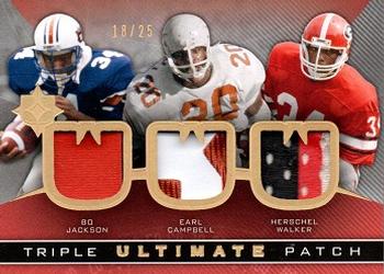 2013 Upper Deck Ultimate Collection - Ultimate Triple Patch #UJ3-JCW Bo Jackson / Earl Campbell / Herschel Walker Front