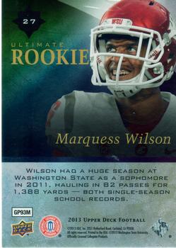 2013 Upper Deck - Ultimate Rookies #27 Marquess Wilson Back