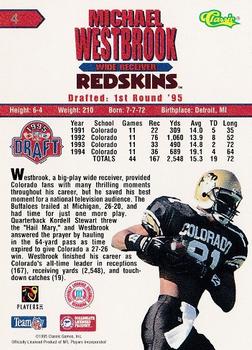 1995 Classic NFL Rookies #4 Michael Westbrook Back