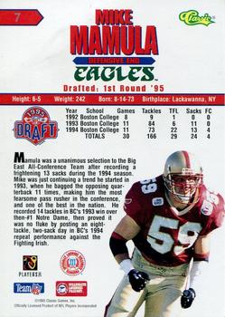 1995 Classic NFL Rookies #7 Mike Mamula Back