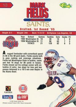 1995 Classic NFL Rookies #13 Mark Fields Back