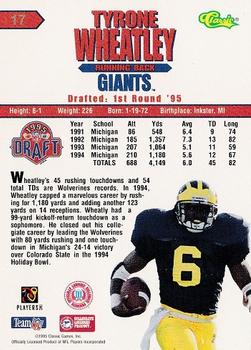 1995 Classic NFL Rookies #17 Tyrone Wheatley Back