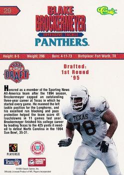 1995 Classic NFL Rookies #29 Blake Brockermeyer Back