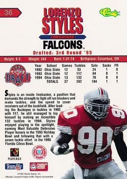 1995 Classic NFL Rookies #36 Lorenzo Styles Back