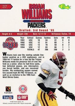 1995 Classic NFL Rookies #37 Brian Williams Back