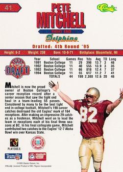 1995 Classic NFL Rookies #41 Pete Mitchell Back
