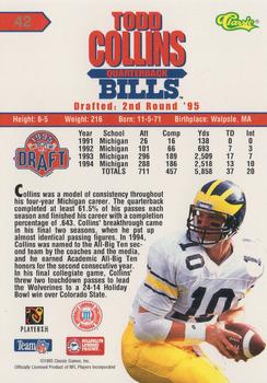 1995 Classic NFL Rookies #42 Todd Collins Back