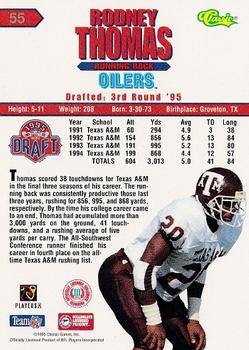 1995 Classic NFL Rookies #55 Rodney Thomas Back