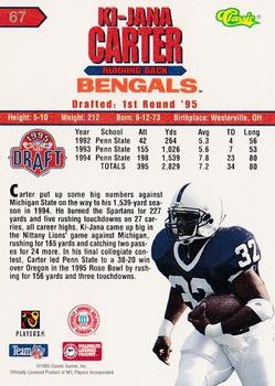 1995 Classic NFL Rookies #67 Ki-Jana Carter Back