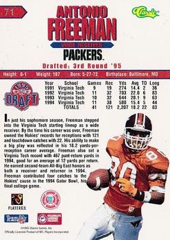 1995 Classic NFL Rookies #71 Antonio Freeman Back
