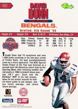 1995 Classic NFL Rookies #80 David Dunn Back