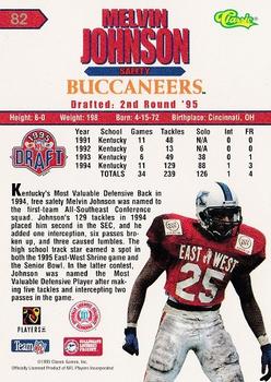 1995 Classic NFL Rookies #82 Melvin Johnson Back