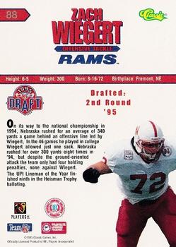 1995 Classic NFL Rookies #88 Zach Wiegert Back