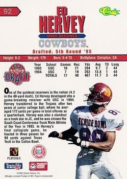 1995 Classic NFL Rookies #92 Ed Hervey Back
