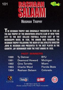1995 Classic NFL Rookies #101 Rashaan Salaam Back