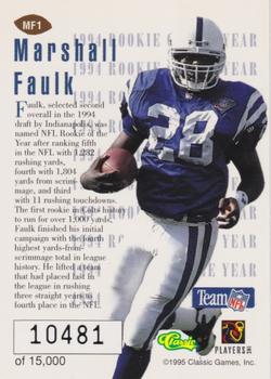1995 Classic NFL Rookies #MF1 Marshall Faulk Back