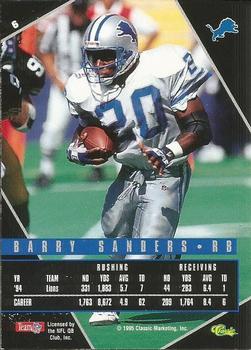1995 Classic Images Limited Live #6 Barry Sanders Back