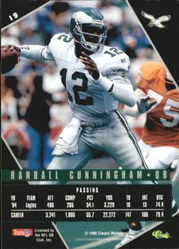 1995 Classic Images Limited Live #19 Randall Cunningham Back