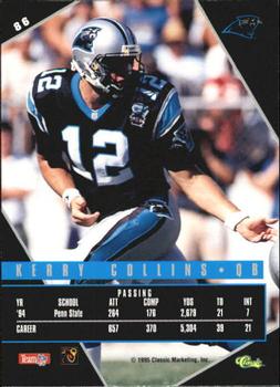 1995 Classic Images Limited Live #86 Kerry Collins Back