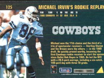 1995 Pinnacle Club Collection #125 Michael Irvin Back