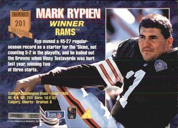1995 Pinnacle Club Collection #201 Mark Rypien Back